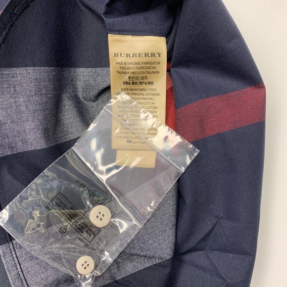COPY - Burberry men's navy windsor long sleeve button down shirt nova check - Picture 3 of 4